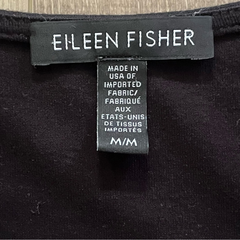 Eileen Fisher Medium Black Sleeveless Stretch Jersey Midi Dress Asymmetrical‎ - Picture 2 of 7